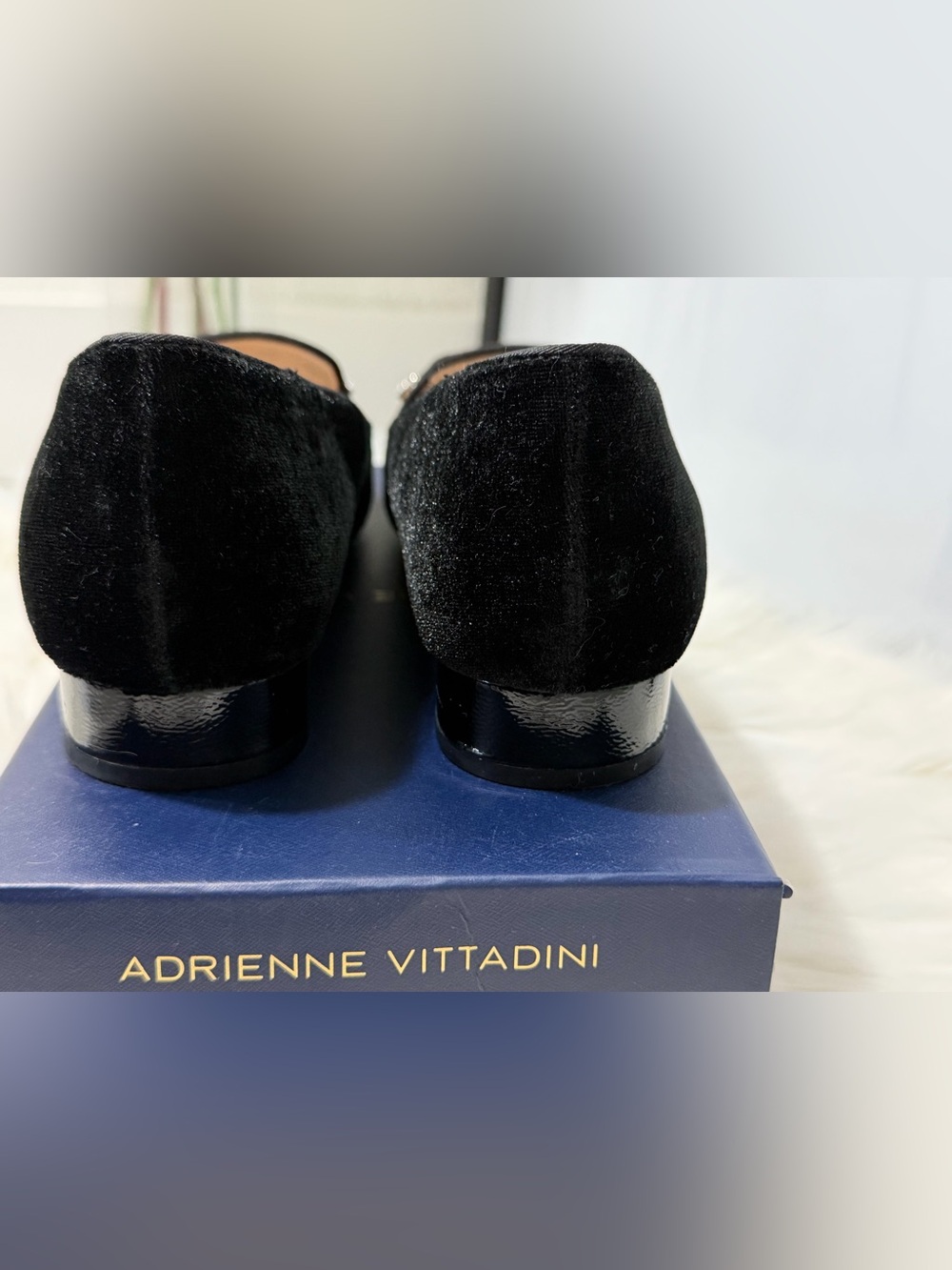 Adrienne Vitaddini Black Velvet Jeweled Pointed Flats - Dress Loafers 9.5 - Picture 6 of 14